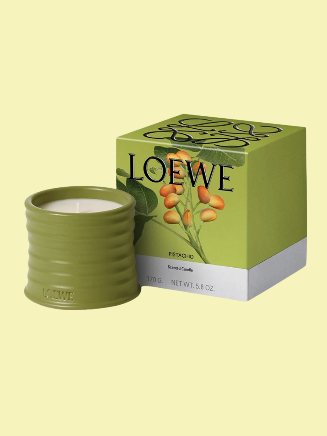 A green pistachio candle from Loewe