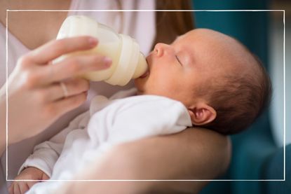 Bottle-feeding a newborn baby