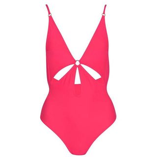 bright color swimsuit in hot pink with cut out details