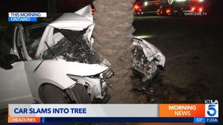 This is a screen grab of a car crash from KTLA news