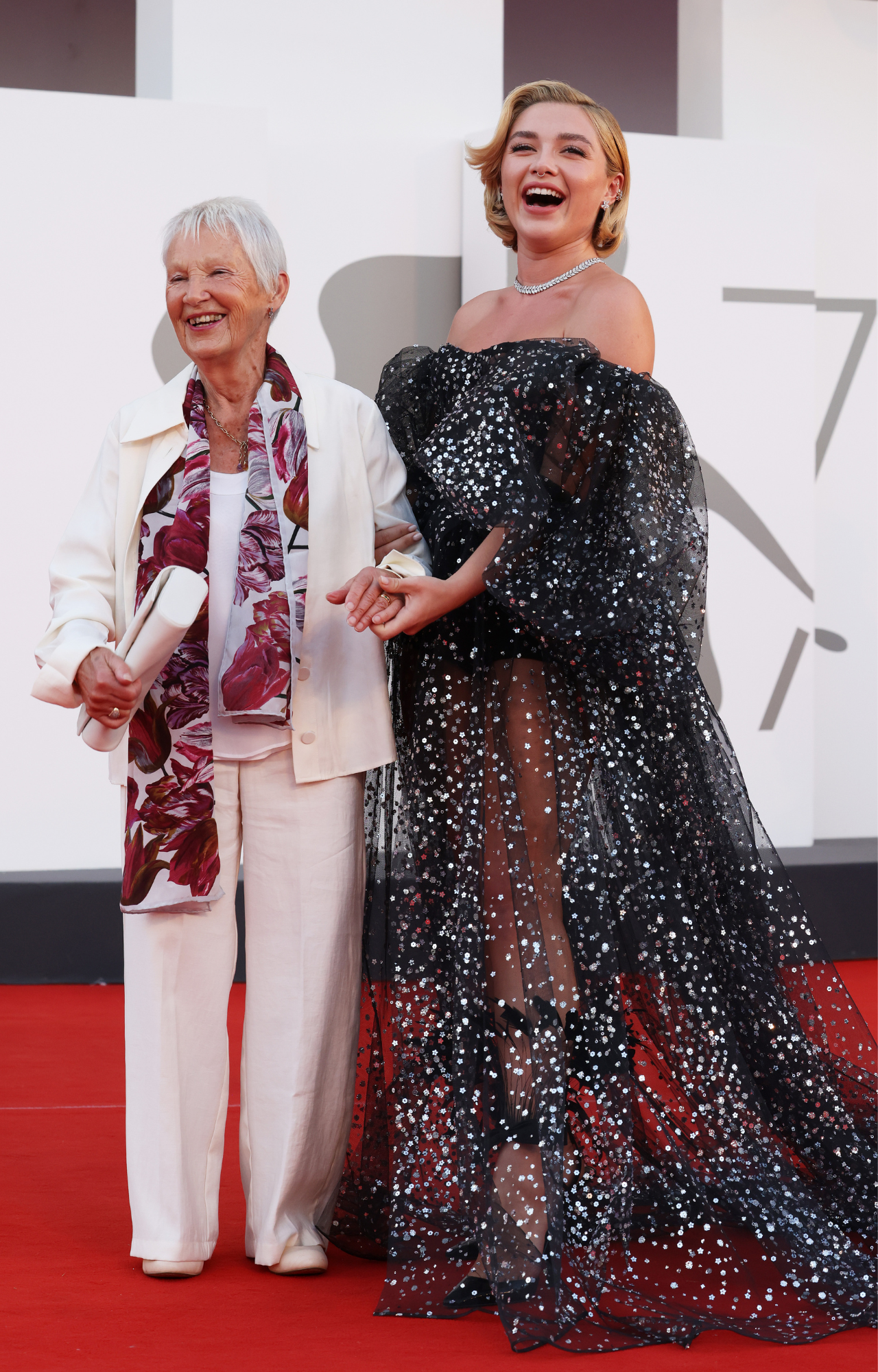 Florence Pugh and her Grandma attend Don't Worry Darling Red Carpet at the 79th Venice International Film Festival