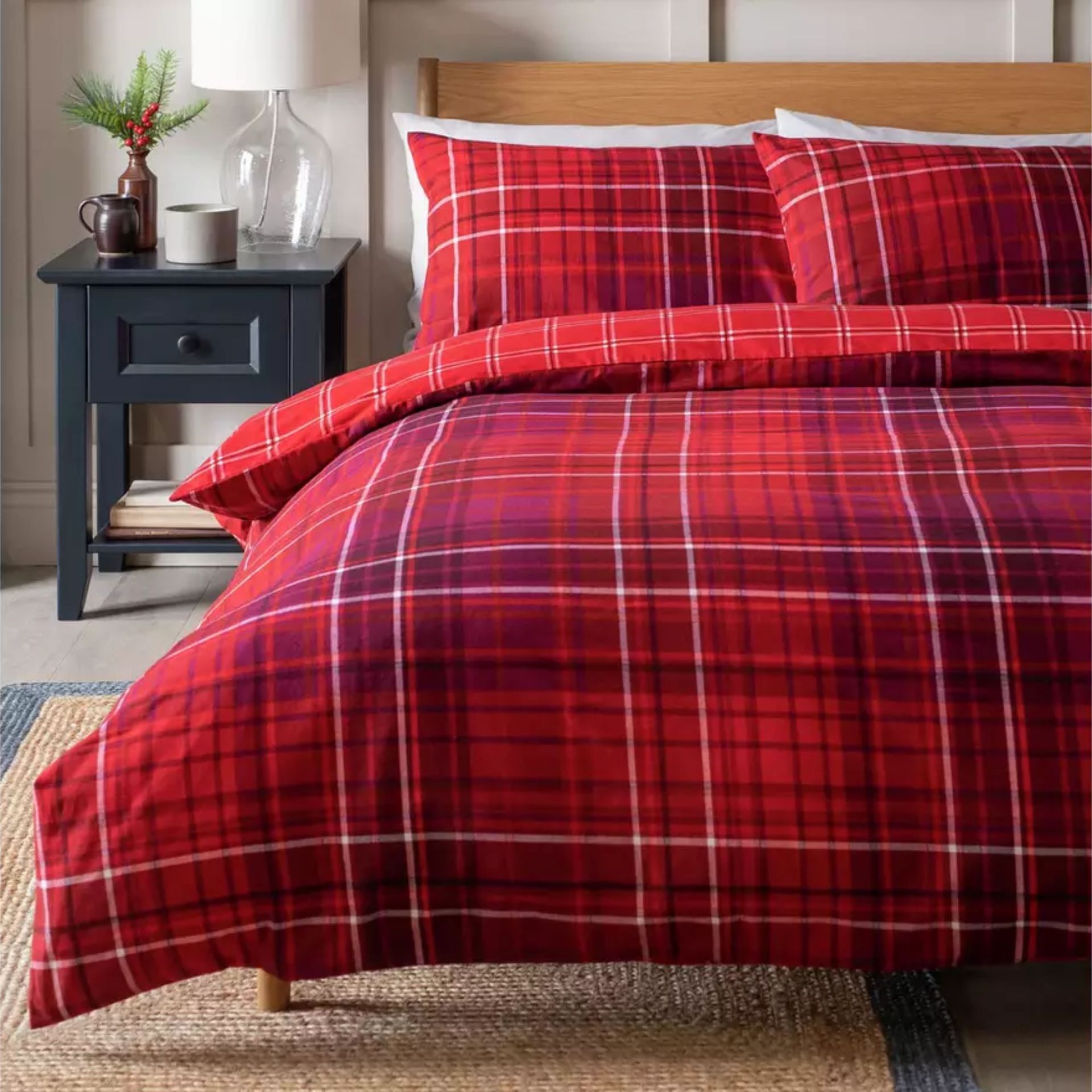 Habitat Brushed Cotton Red Check Bedding Set