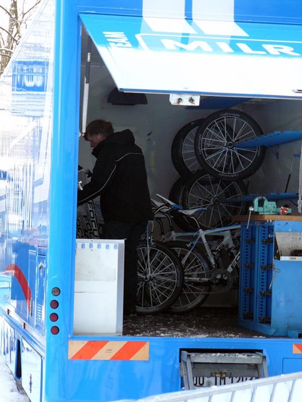 Packing up the bikes to send to training camp.