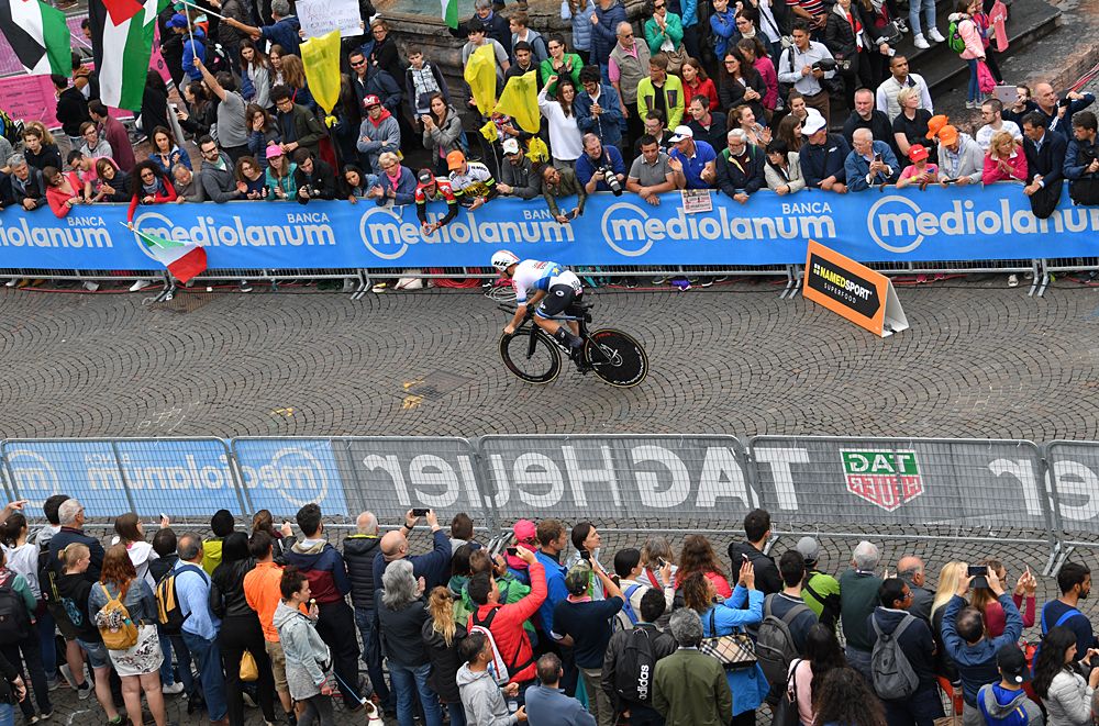 Start of stage 16 time trial in Trento at the Giro d'Italia