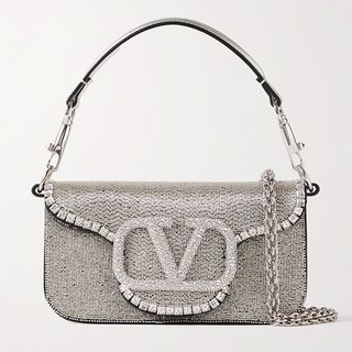 VALENTINO GARAVANI, Locò Vlogo Small Embellished Leather Shoulder Bag