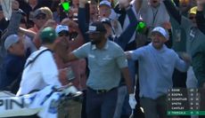 Theegala high fives his caddie after chipping in