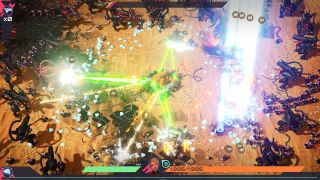 A car firing a large amount of lasers in TerraTech Legion. 