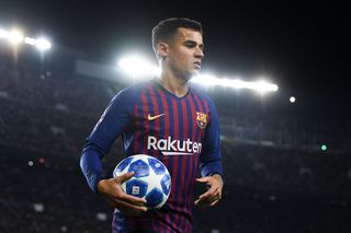 Philippe Coutinho of FC Barcelona looks on during the Group B match of the UEFA Champions League between FC Barcelona and FC Internazionale at Camp Nou on October 24, 2018 in Barcelona, Spain.