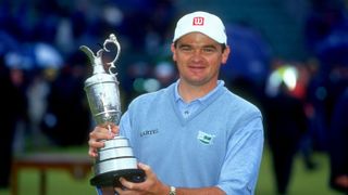 Paul Lawrie holding the Claret Jug after winning the 1999 Open at Carnoustie