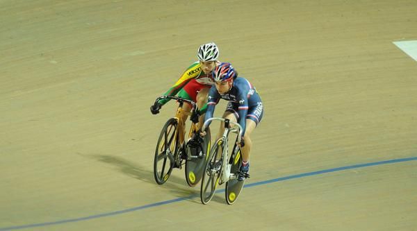 Sandie Clair (France) goes shoulder to shoulder with Olga Panarina (Belarus) in the sprint semi-final.