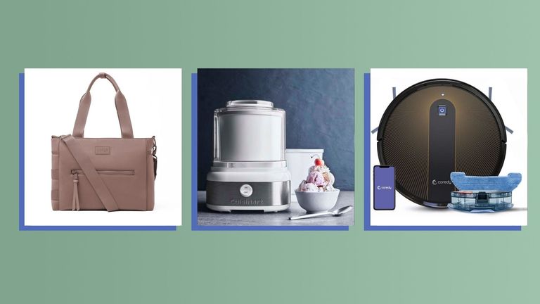 Three of the best Christmas gifts for parents 2021 from Dagne Dover, Cuisinart, and Coredy shown side-by-side