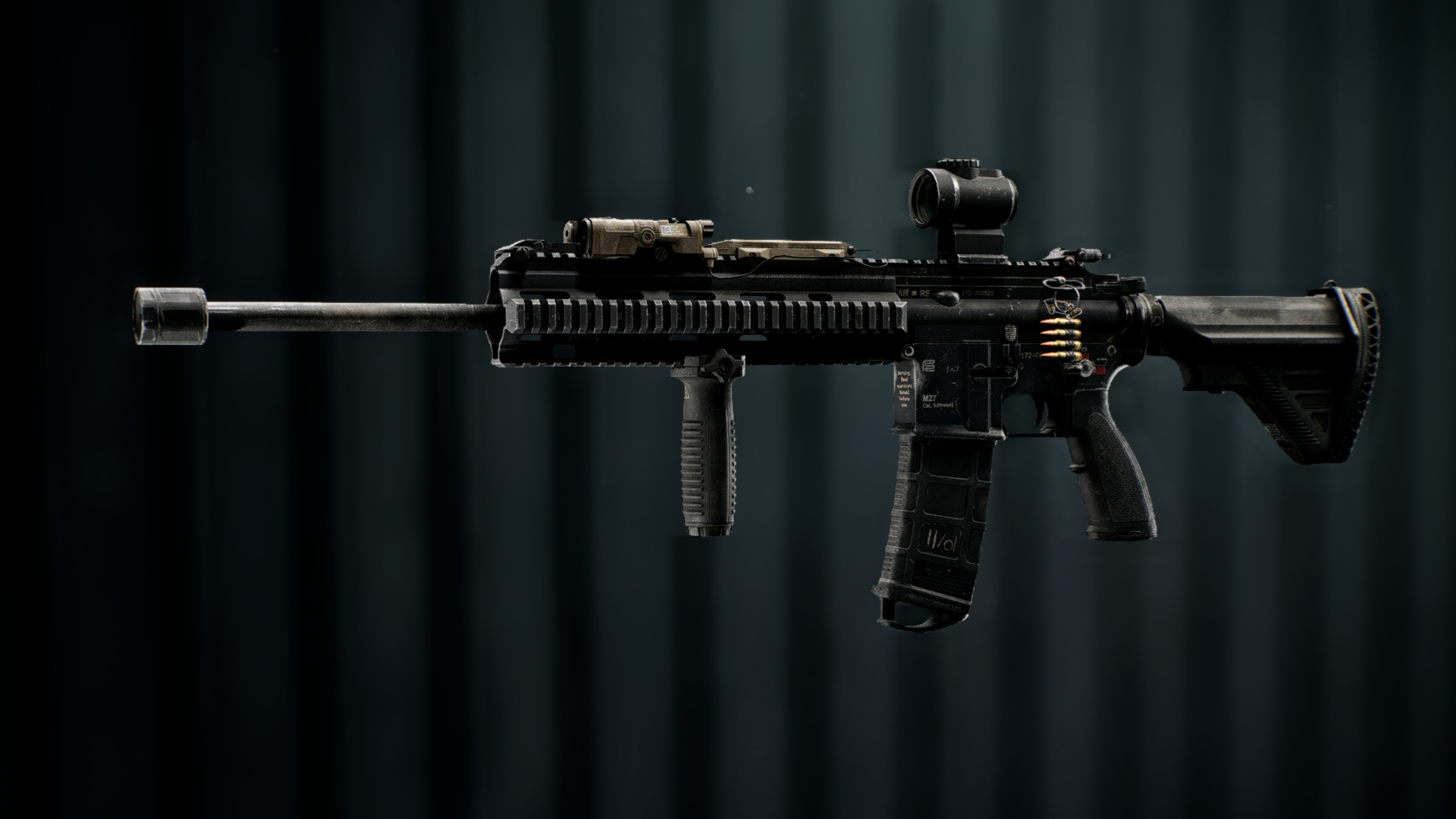 Battlefield Redsec best guns: A side-on view of the DRS-IAR LMG against a dark blue background.