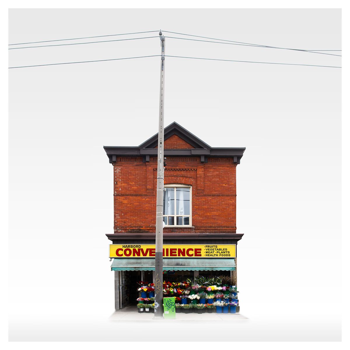 A storefront in Toronto on a white background