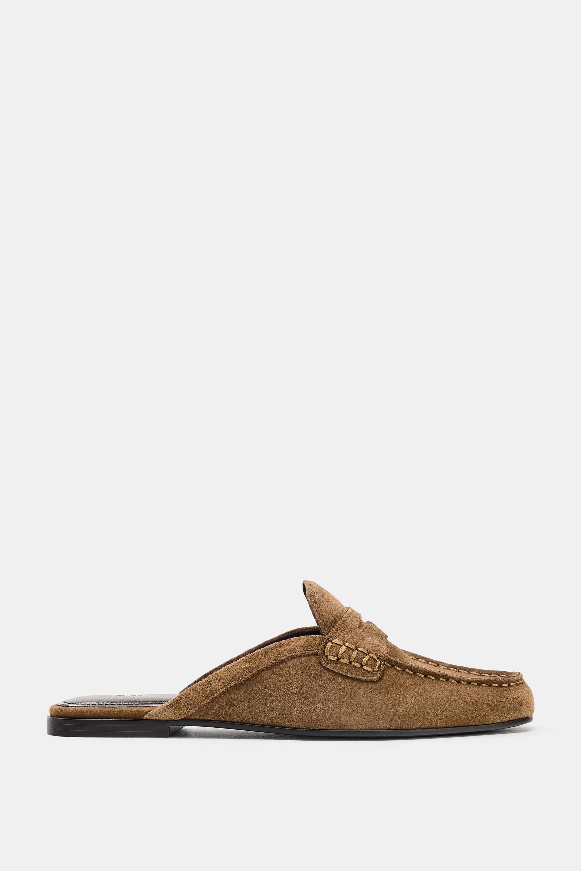 Split Suede Mule Loafers