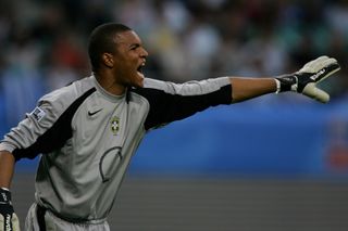 Dida in action for Brazil in the 2005 Confederations Cup.