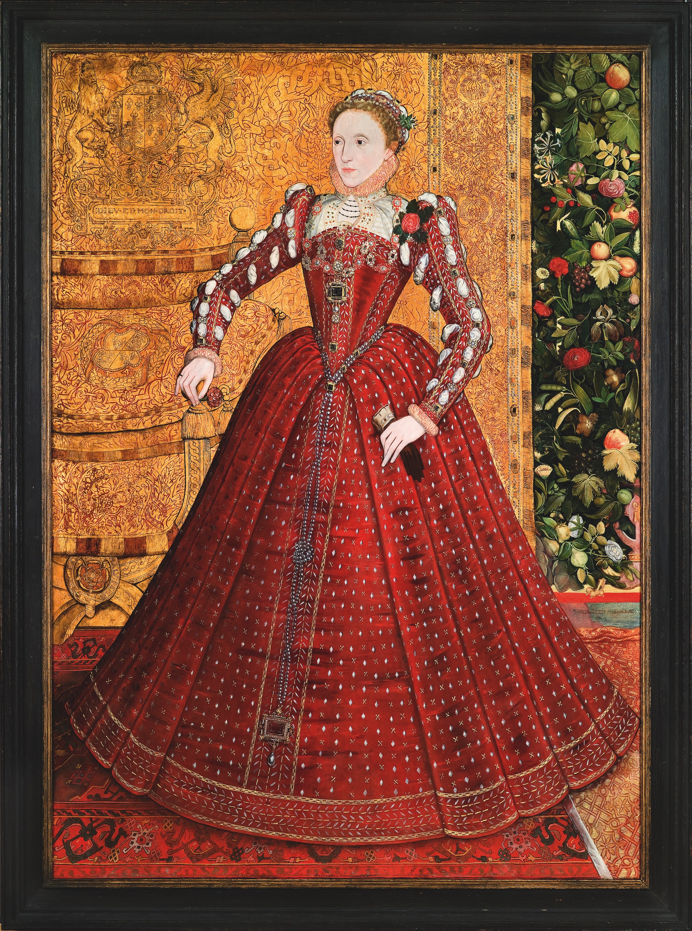 Love, roses, wisdom and unity make up the portrait of by Gower of Elizabeth I