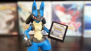 Lucario Holding Pokemon Soulsilver Cartridge