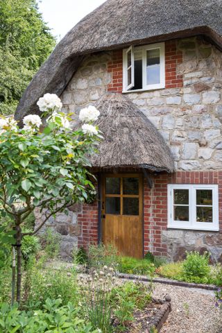 a front garden idea for a thatched cottage