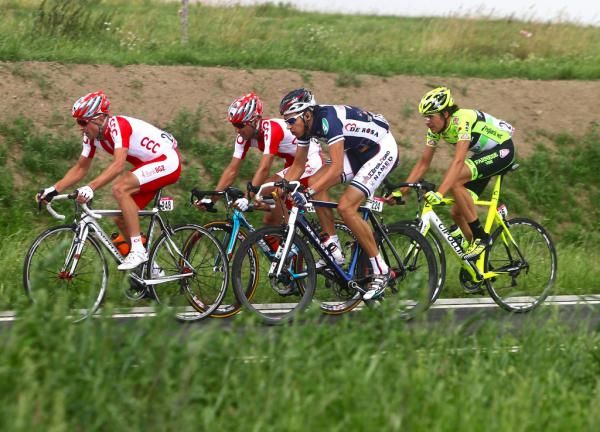 The day's breakaway: Lukasz Bodnar and Damian Walczak (Poland), Adrian Kurek (Utensilnord Named) and Diego Caccia (Farnese Vini-Selle Italia)