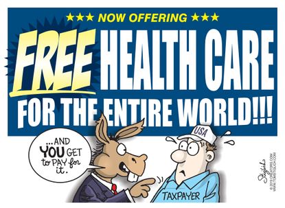 Political Cartoon U.S. Free Health Care Democrats Taxpayers