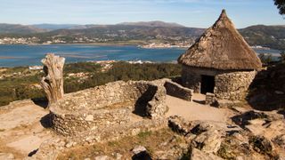Ancient Celtic ruins (roundhouse) in in Santa Tecla, La Guardia, Galicia, north coast of Spain