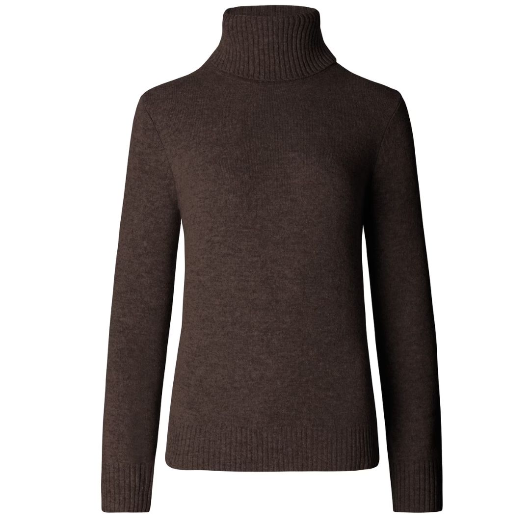 House of Bruar Brown Lambswool Roll-Neck Jumper
