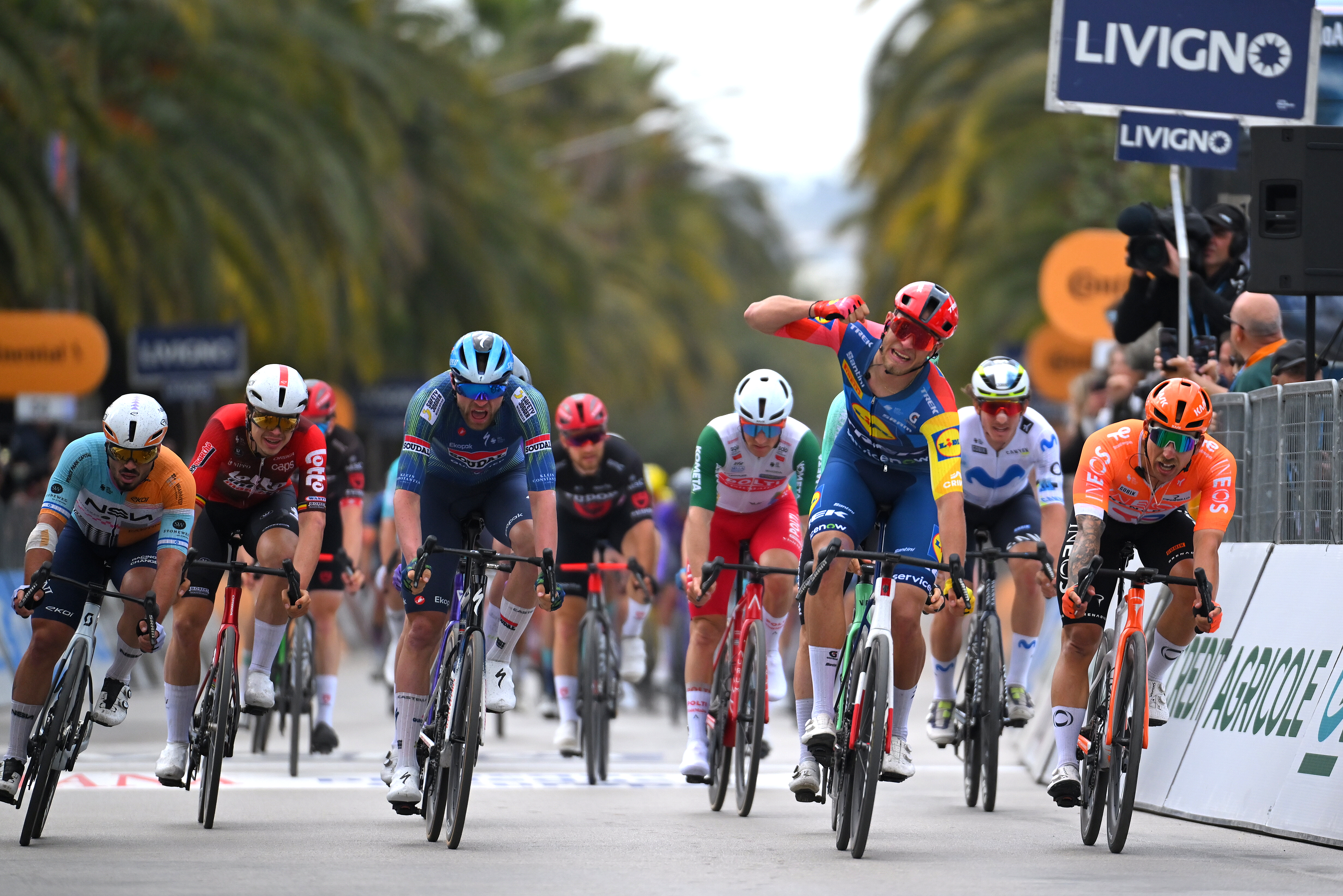 Jonathan Milan winning stage 7 of Tirreno-Adriatico 2026
