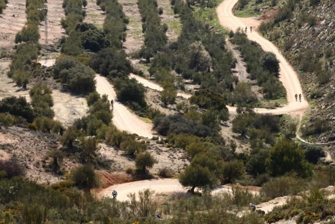 Andalucia Bike Race competitors negotiate some switchbacks during stage 4.