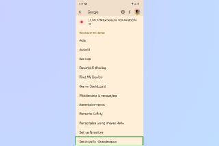 A screenshot of the Google menu with Settings for Google Apps highlighted by a green square