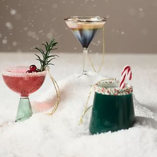 Glass Cocktail Ornaments, Set of 3