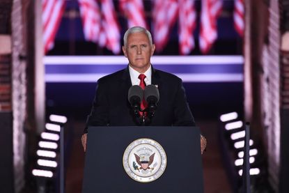 US Vice President Mike Pence speaks during the third night of the Republican National Convention at Fort McHenry National Monument in Baltimore, Maryland, August 26, 2020.
