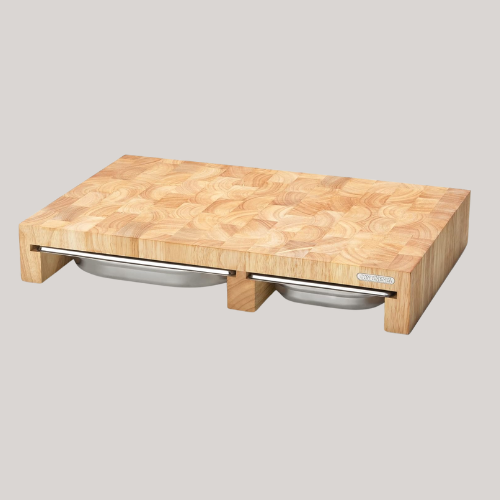 Continenta Rubber Tree Forehead Wood Cutting Board With 3 Stainless-Steel Drawers, Multi Colour, One Size