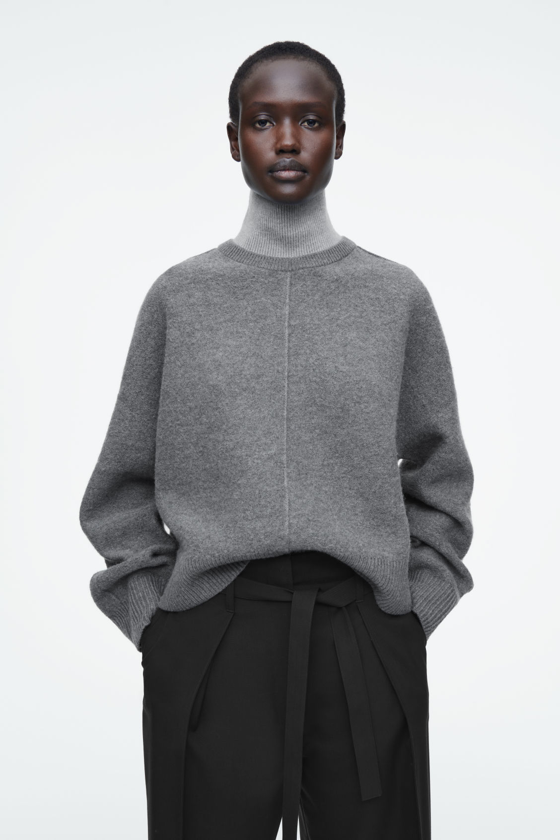 Colour-Block Layered Wool Jumper