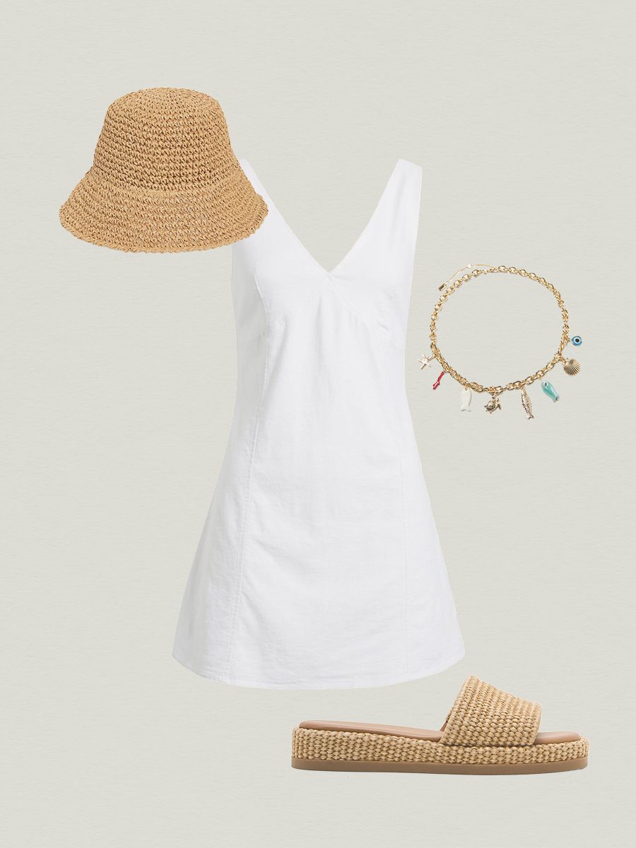 White linen dress outfit