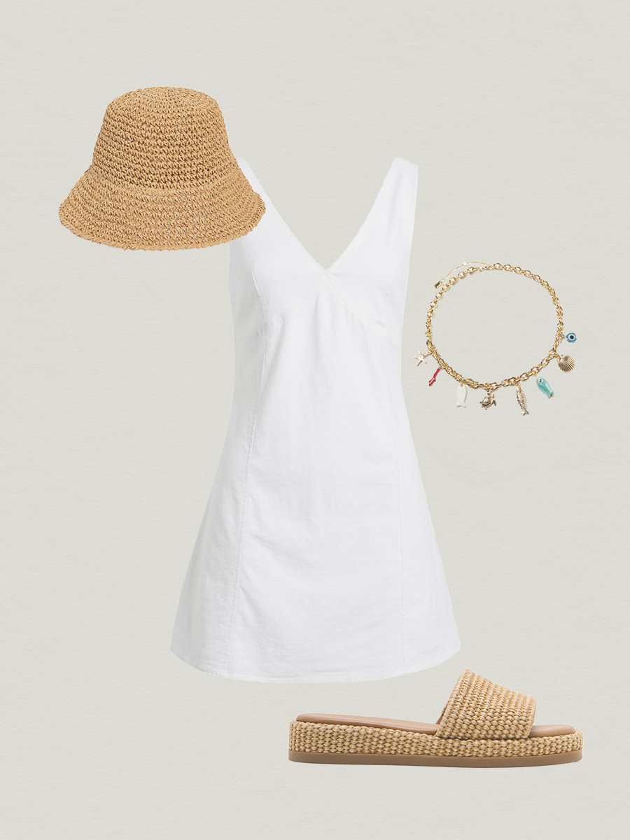 White linen dress outfit