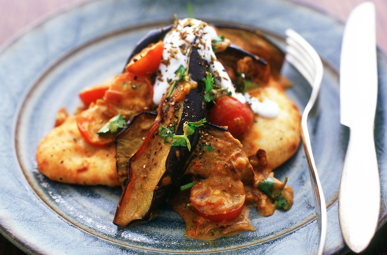 Aubergine and coconut curry