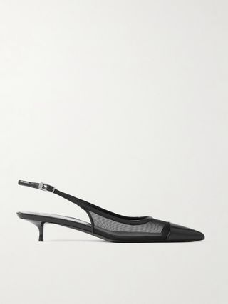 Oxalis Leather-Trimmed Mesh Slingback Pumps