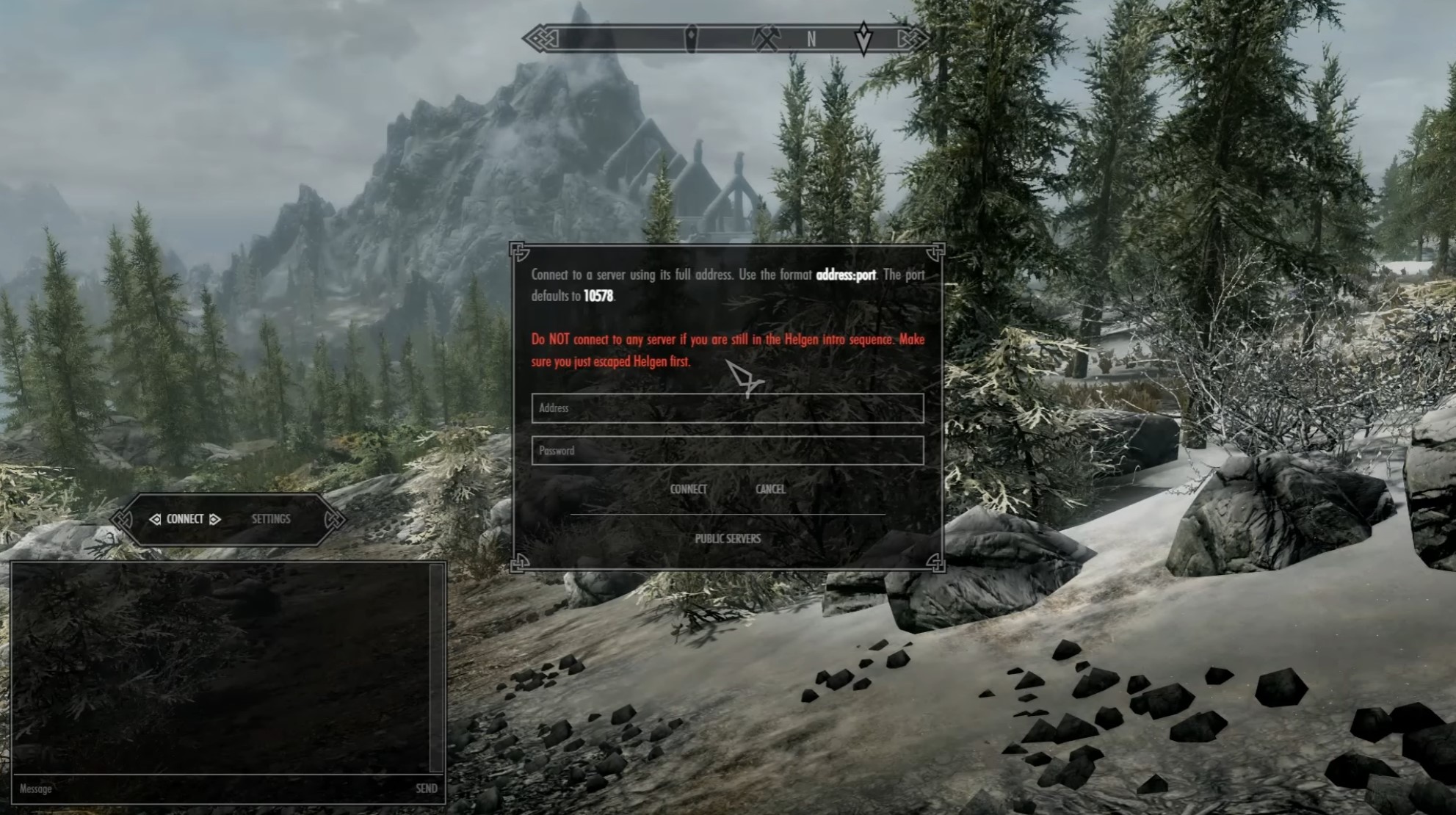 Connecting to a Skyrim Together server.