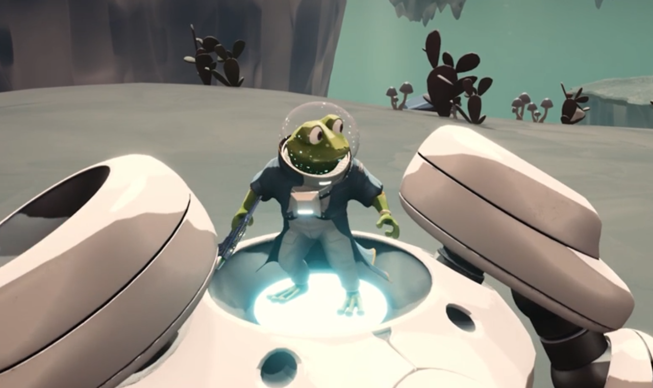 Frog riding a mech