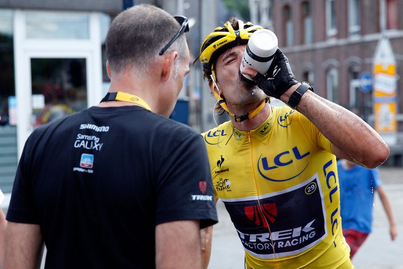 Fabian Cancellara takes a sip from a bidon