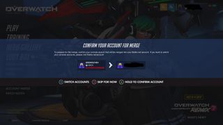 Overwatch 2 account merge screen confirmation
