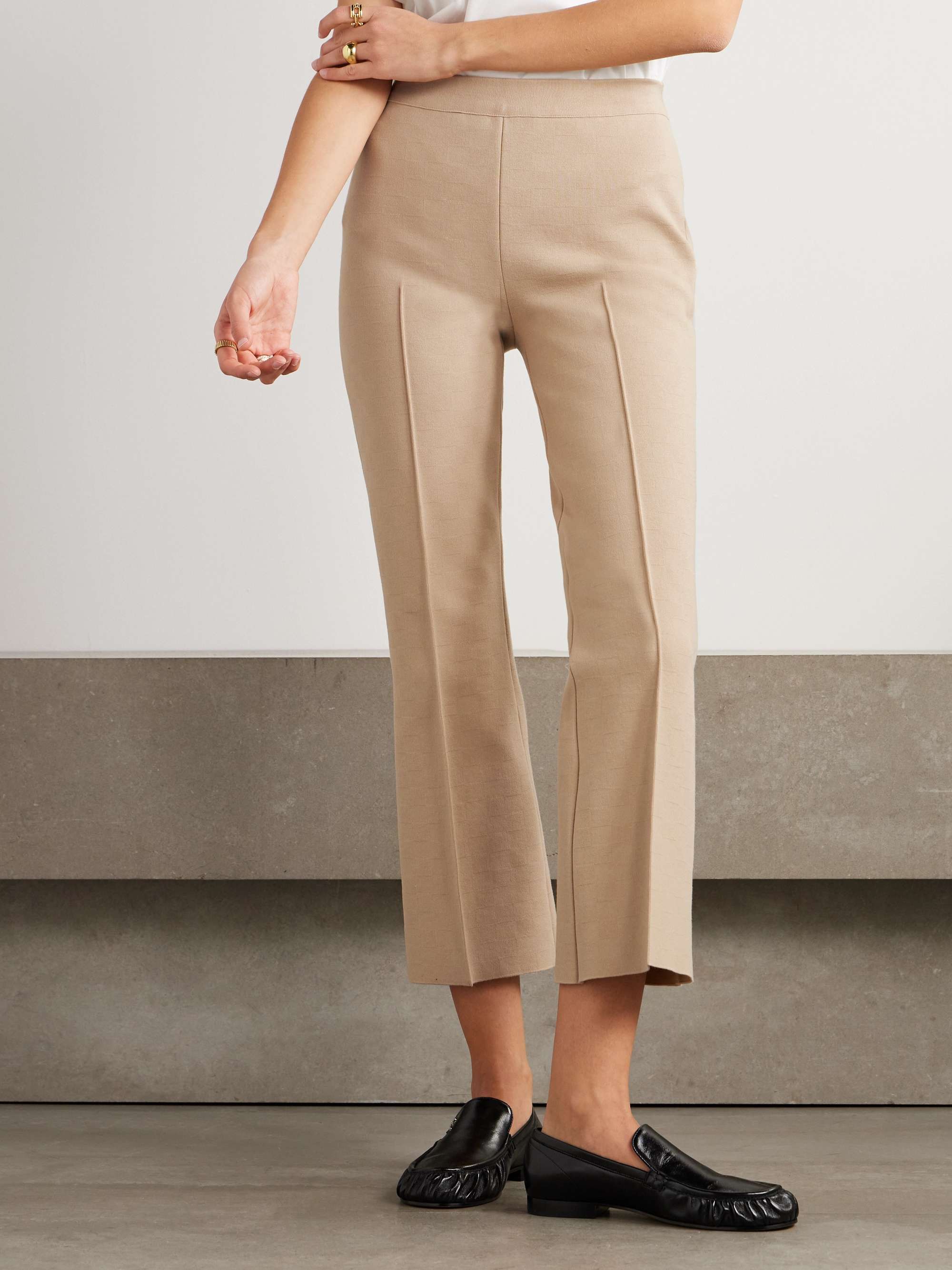 Kick Cropped Stretch-Cotton Flared Pants