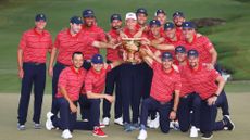 The United States team celebrate winning the 2022 Presidents Cup.