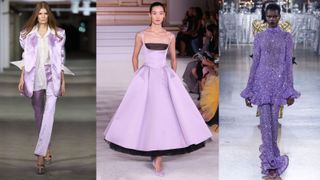 New York Fashion Week runway pictures models wearing lavender