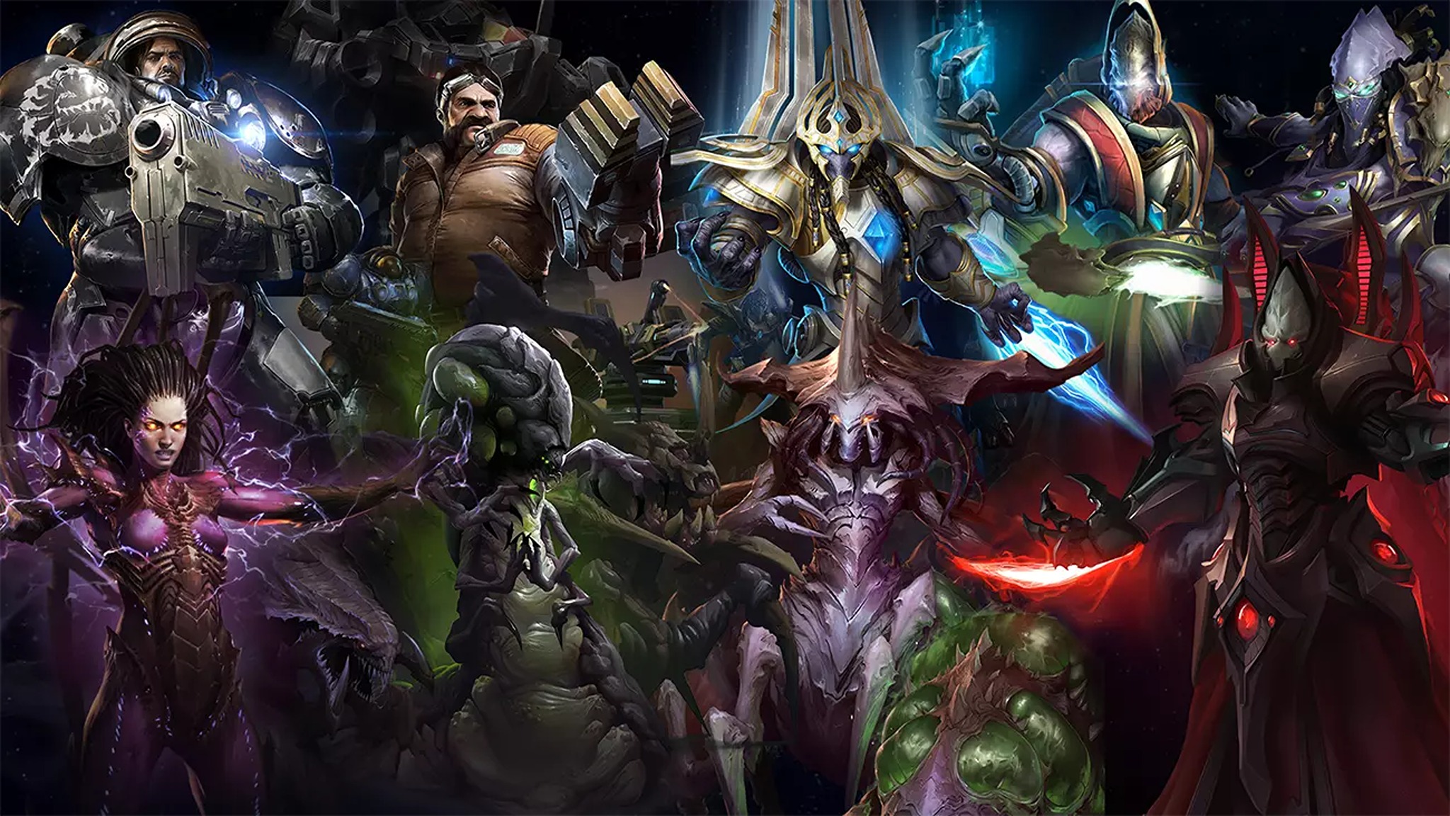 Key art of several StarCraft heroes and villains.