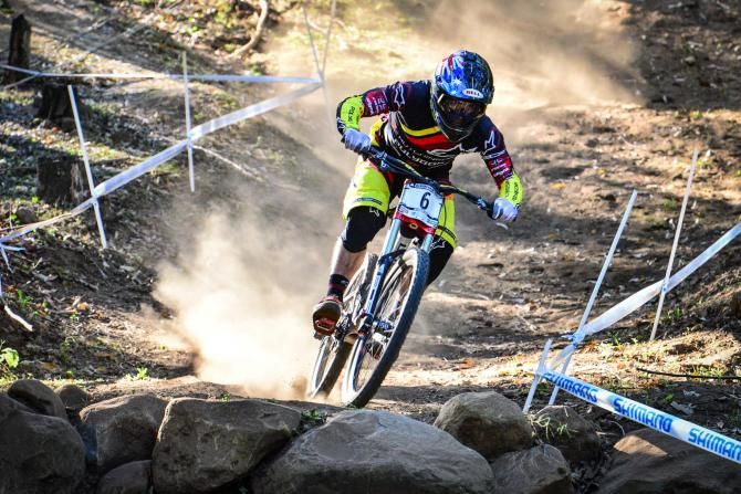 Hutchinson UR's Mick Hannah was once again narrowly edged out into second place in the elite men's downhill