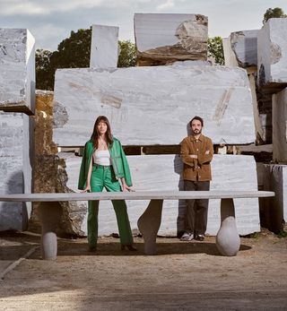 Agnes Studio, photographed by Juan Brenner, at Guatemarmol, the largest stonequarry in Guatemala, with their ‘Altar’ dining table