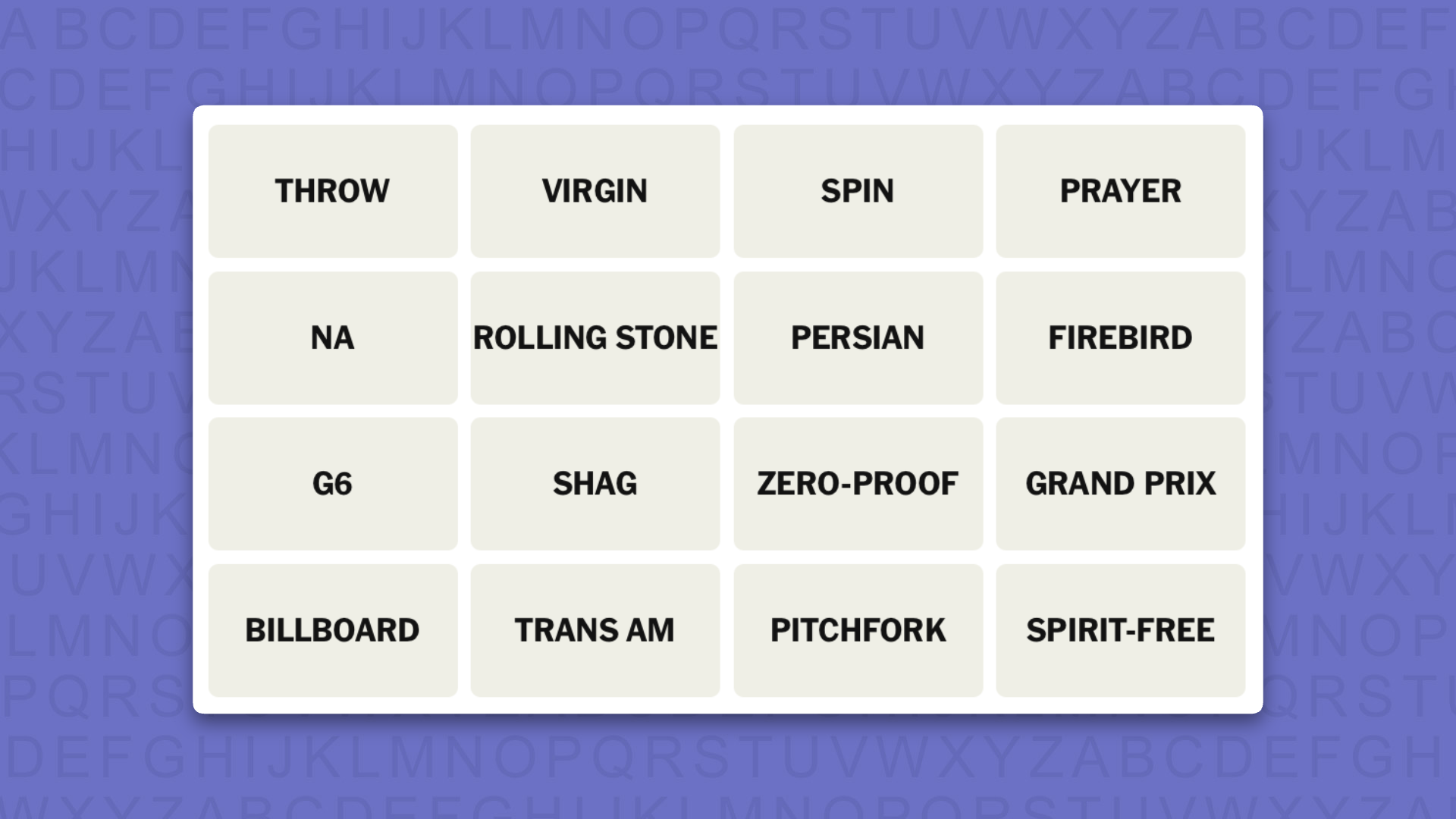NYT Connections hints for game 1124 on a purple background