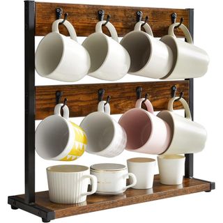 IBUYKE Rustic Coffee Mug Holder Stand