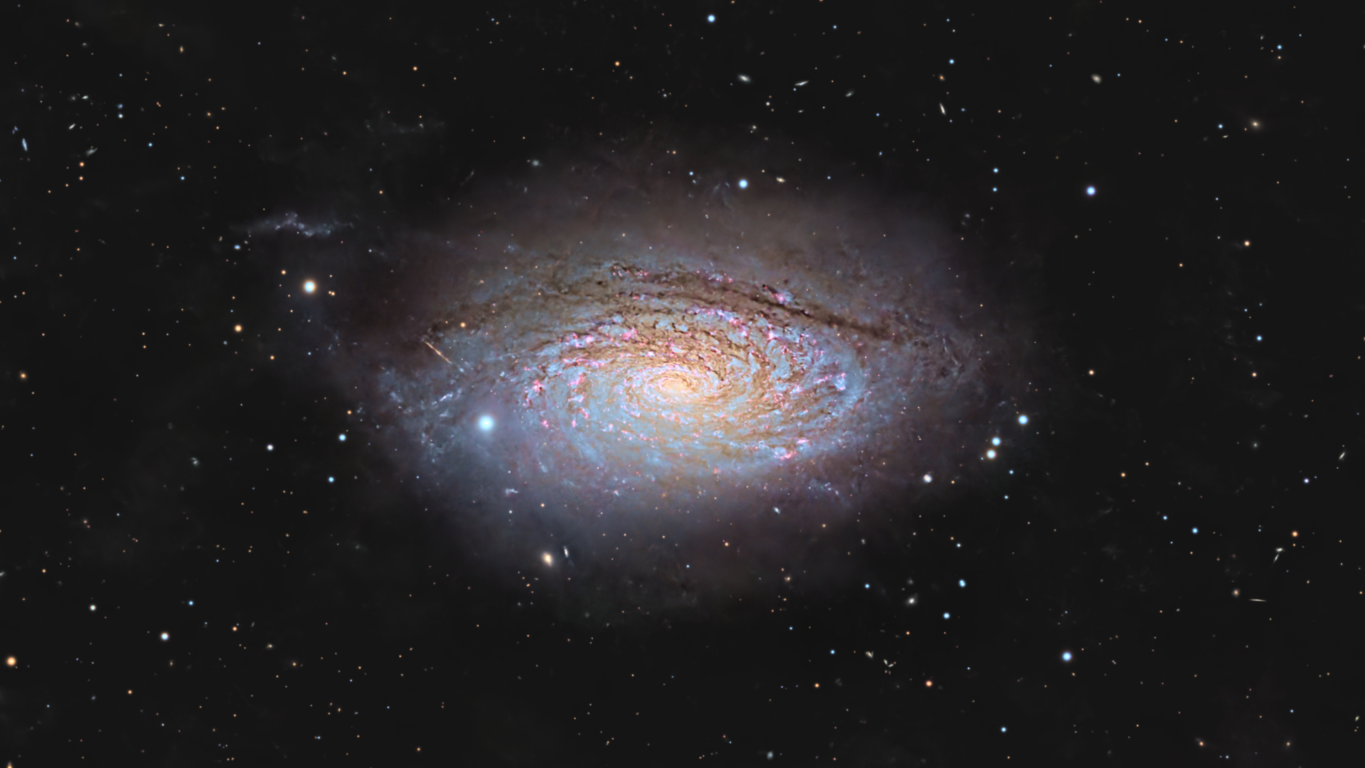 The spiral galaxy shines with the light of countless newly-born stars.